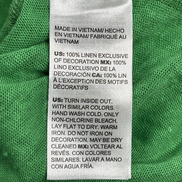 Chicos Tunic Top Womens Large 100% Linen Embroidered Sequined 3/4 Sleeve Green - Picture 10 of 11